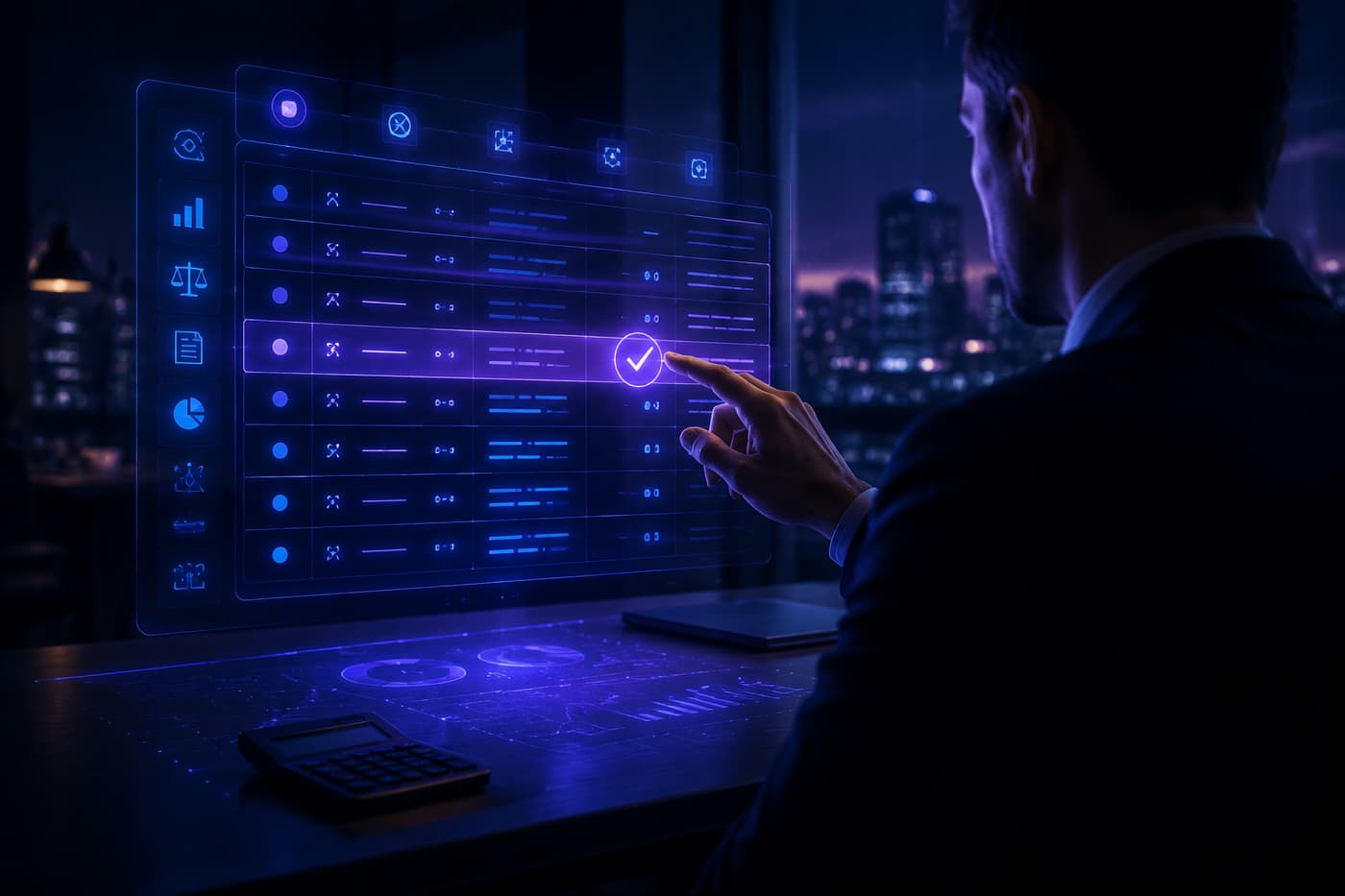 An accountant approving an AI-drafted ledger entry
